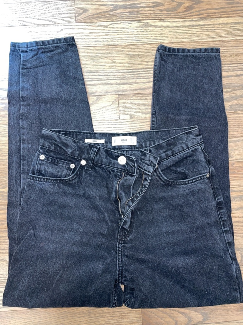 Mango MNG Denim Mom 4 Women's High-Rise Black Wash Jeans